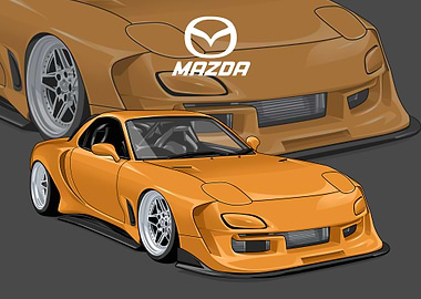 mazda rx7 yellow
