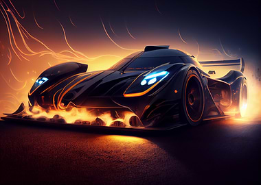 Sports car at sunset