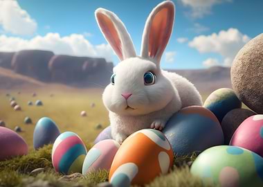 Easter bunny with eggs