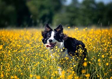 Border collie in meadow