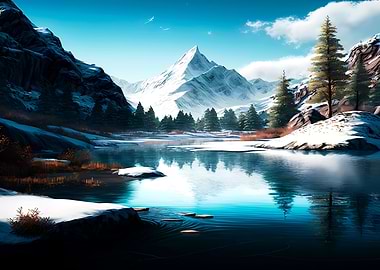 Snowy Mountain Lake