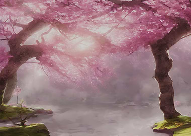 Cherry Trees on the Lake