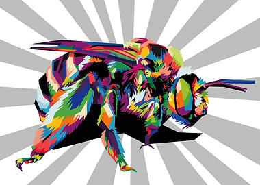 colorful bee in pop art