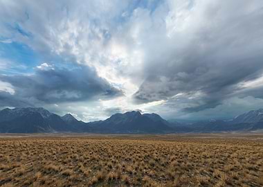 Prairie under cloudy sky