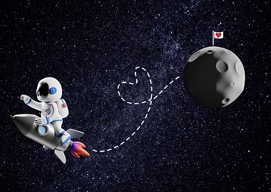 put love flag on the moon