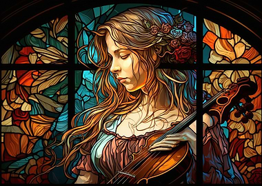 Violinist in Stained Glass