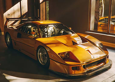 額縁 Displate YellowFerrari Limited Poster Yellow Ferrari' Poster, picture, metal print, paint by Lee