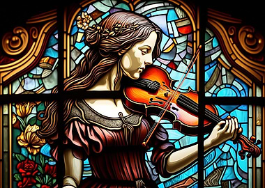 Violinist in Stained Glass