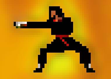 Pixel art karateka fighter