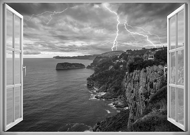Window view storm nature