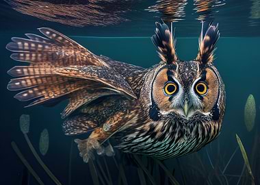 Underwater Long eared owl