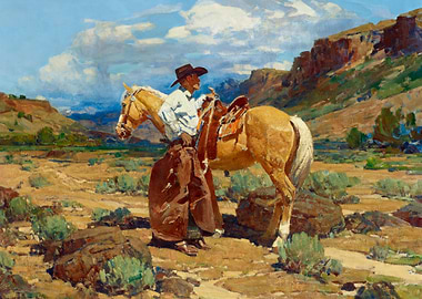 Lone Cowboy With Horse