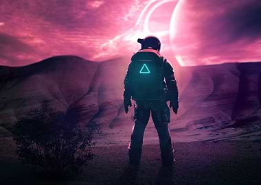 Sci Fi astronaut in planet