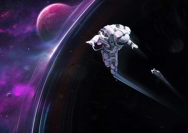Sci Fi flying astronaut