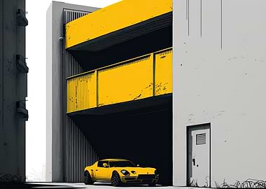 Yellow car AI Art