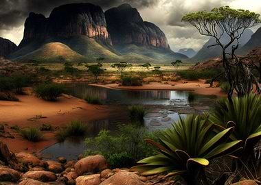 Landscape with Mountains