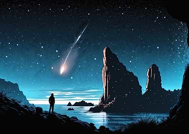 Meteor shower AI Art