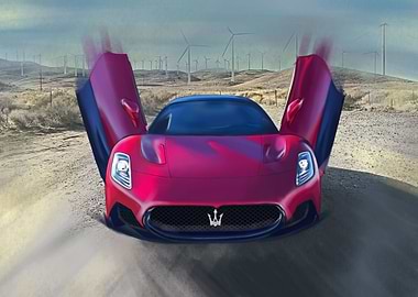 Red Maserati MC20 desert