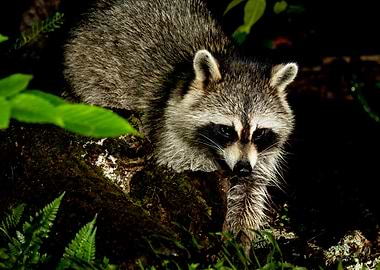 Pensive and Wary Raccoon