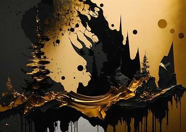 Abstract art gold black 4