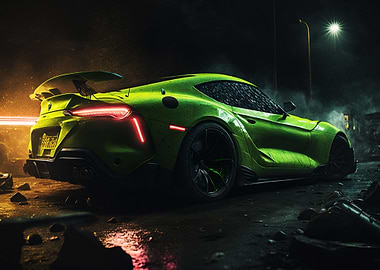 Green Car Portrait