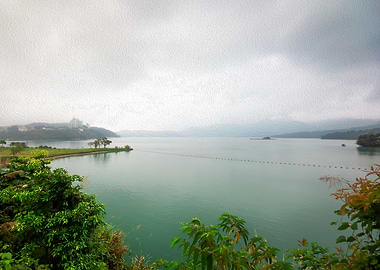 Oil Painting Sun Moon Lake
