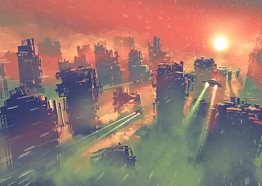 fantasy futuristic city