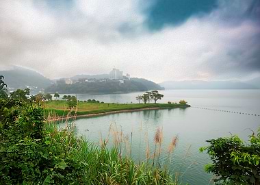 Oil Painting Sun Moon Lake