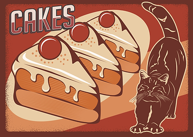Cakes and black cat