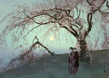 Ukiyo e Kumoi Cherry Trees