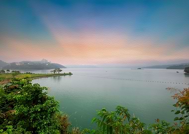 Oil Painting Sun Moon Lake