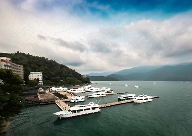 Oil Painting Sun Moon Lake