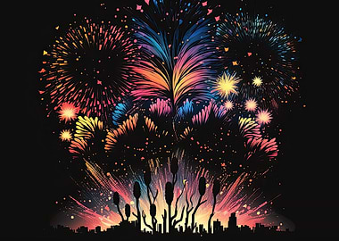 Fireworks In City AI Art