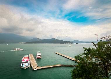 Oil Painting Sun Moon Lake
