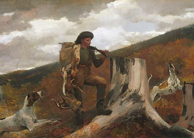 A huntsman and dogs
