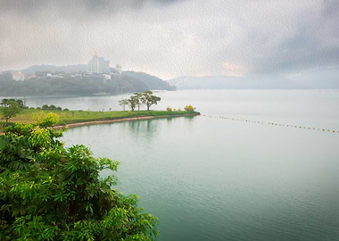 Oil Painting Sun Moon Lake