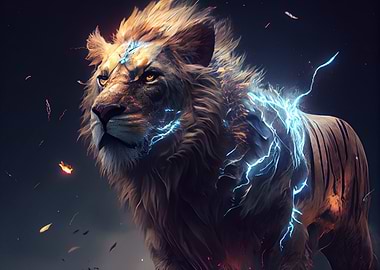 Lion and lightning