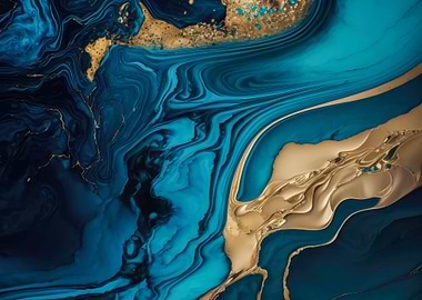 Marble texture blue gold 2