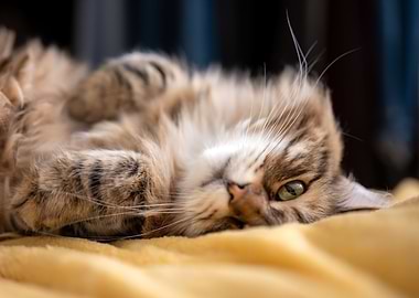 Upside Down Cat on Yellow