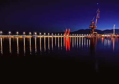 HARBOR OF RIJEKA BY NIGHT