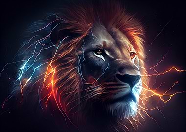 Lion and lightning