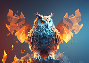 Warm Low Poly Owl