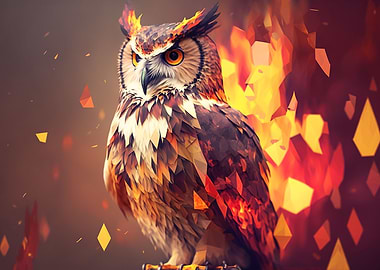 Warm Low Poly Owl