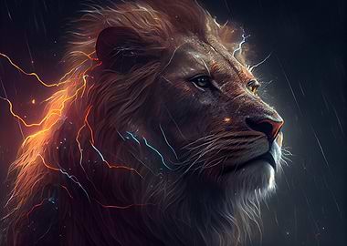 Lion and lightning