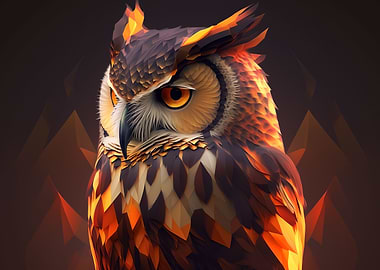 Warm Low Poly Owl