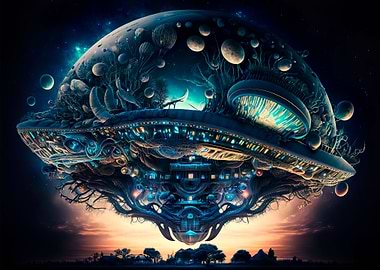 Alien spaceship over