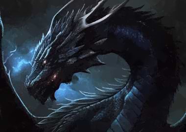 Dark blue dragon fantasy