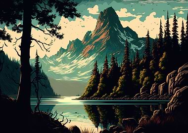 mountain lake landscape