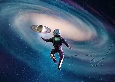 Sci Fi astronaut in galaxy