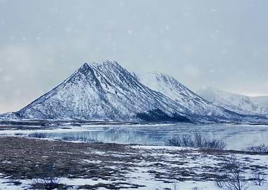 Snowy mountain in Norway